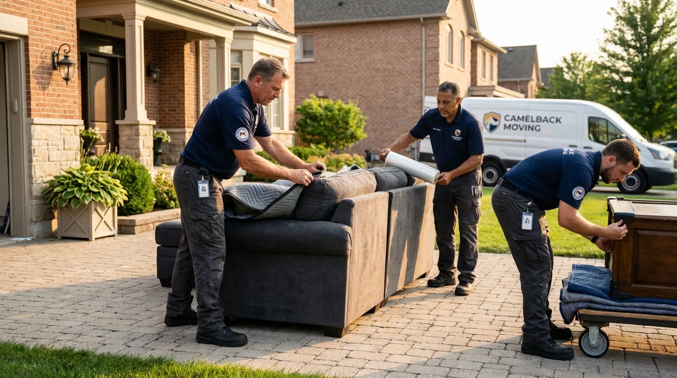 Large estate moving crew wrapping furniture in Montague, CA