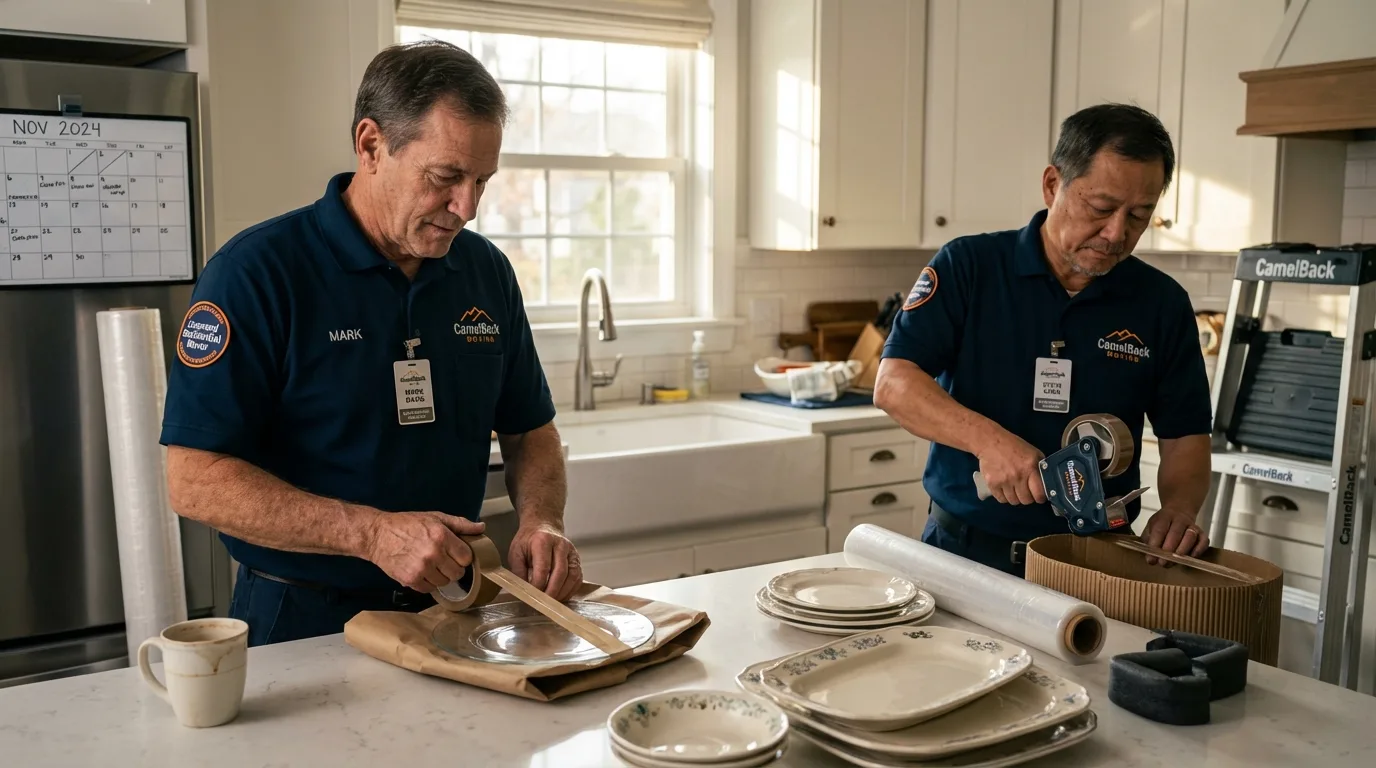 Professional crew packing kitchen dishware in Montague, CA